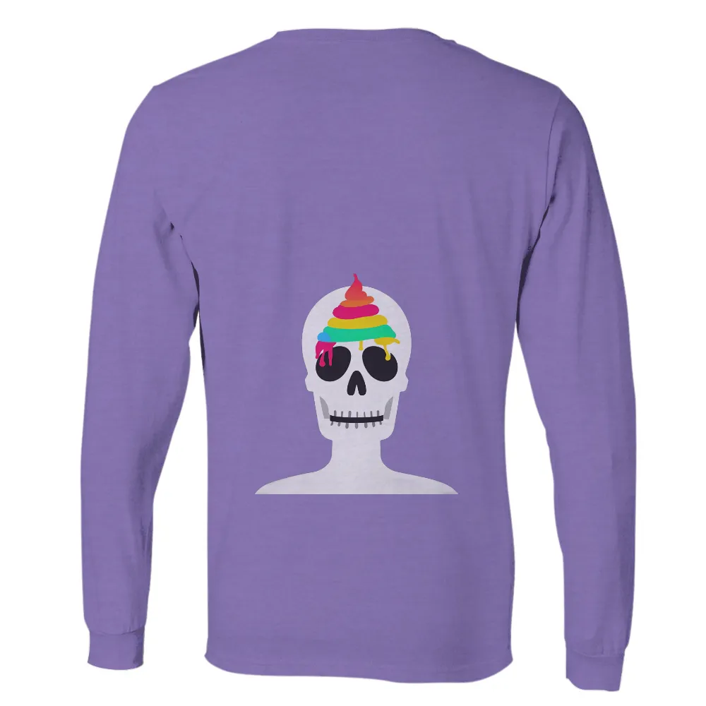 Rainbow Ice Cream Skull: Pop Art Meets Dark Humor|guess rainbow striped shirt