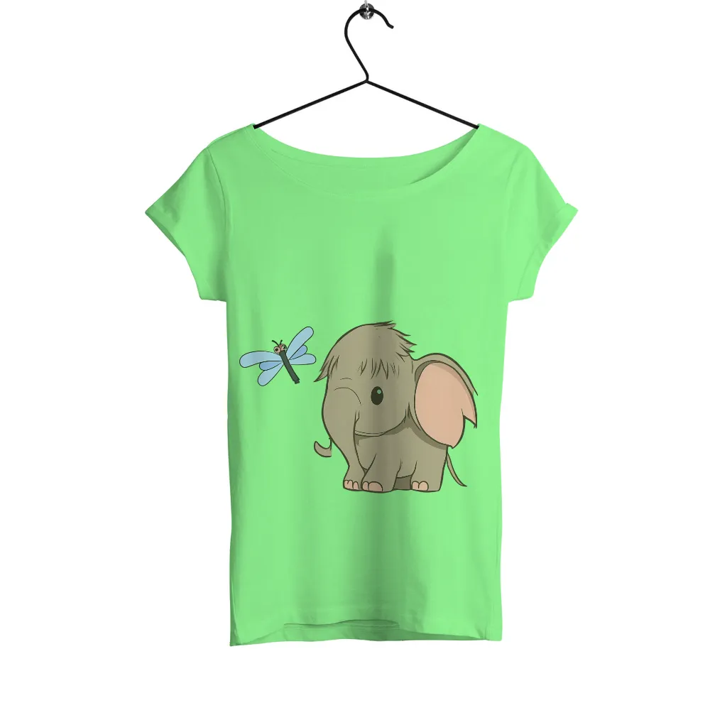 TShirt Printing: Cute Elephant and Dragonfly - Artistic Design|sanctuary fireside boyfriend shirt