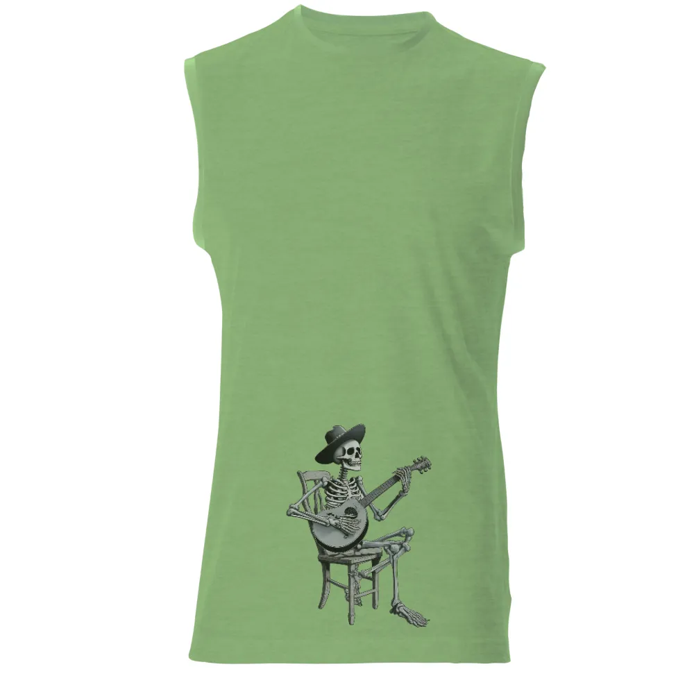 Customized Tee Shirts: Skeleton Playing Guitar - Artistic Design|summer retro surf marine life printed casual tee