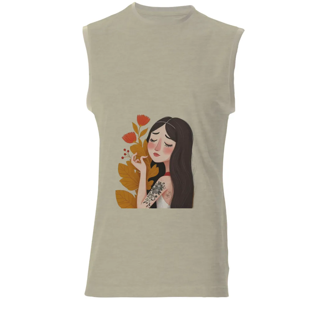 Shirts Graphic Tees: Elara's Serene Moment with Flowers and Tattoos|superman and wonder woman couple shirts