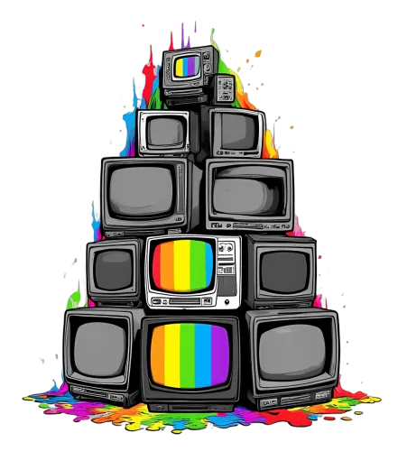 Vintage Television Rainbow Pop Culture Art