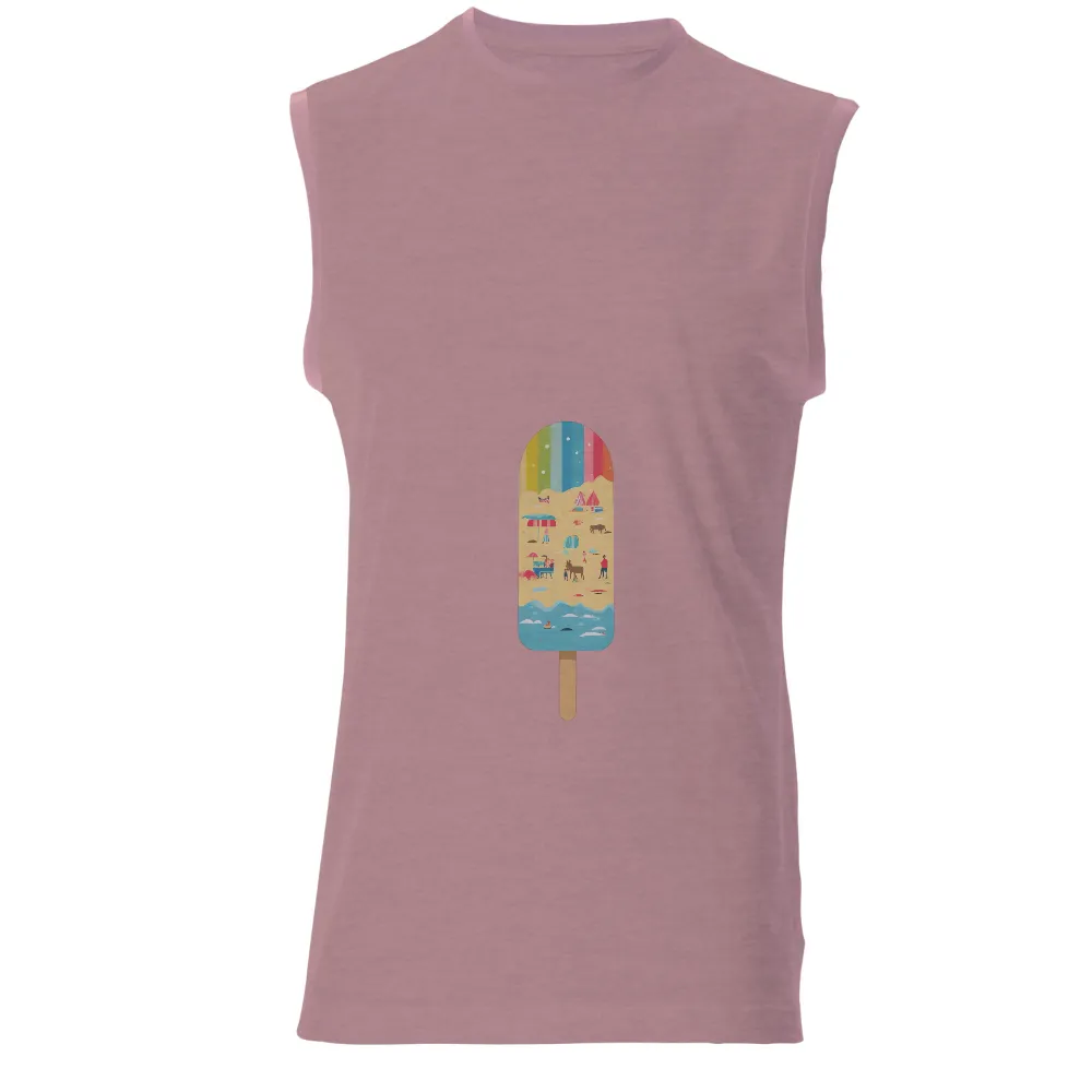 T-Shirts Design: Vibrant Beach Scene on an Ice Cream Bar|valentine family shirts