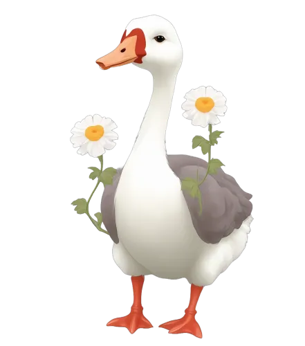 Whimsical Goose Among Daisies - T-Shirt Printing