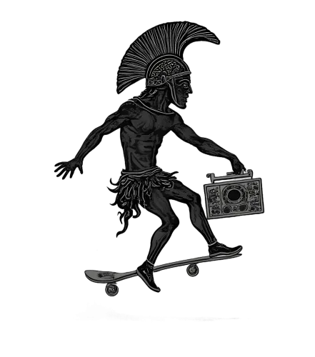 Tee Shirt Printing: Spartan Warrior Skating with Boombox