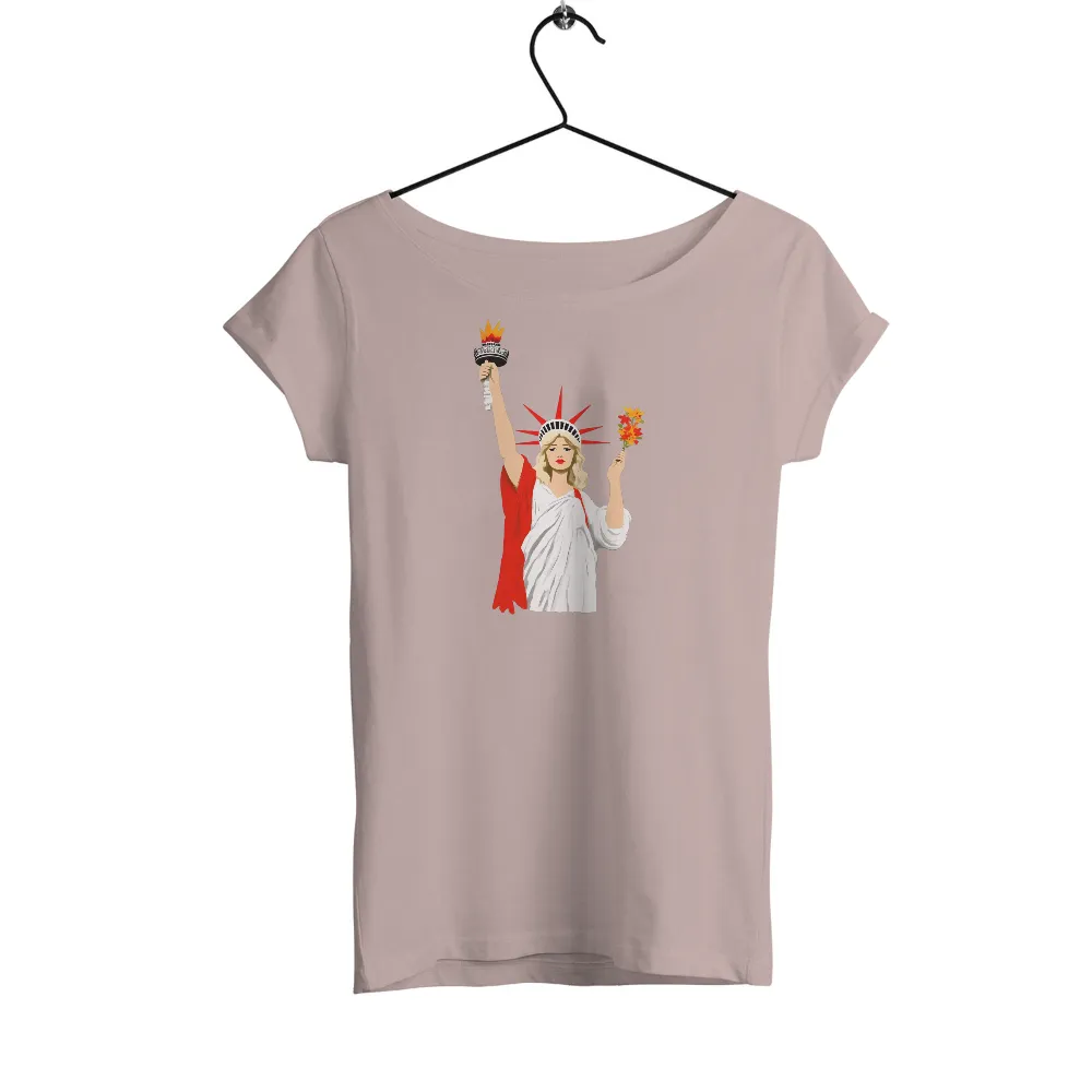 Tee Shirts Printed: Modern Artistic Statue of Liberty with Flowers|freedom march t shirt