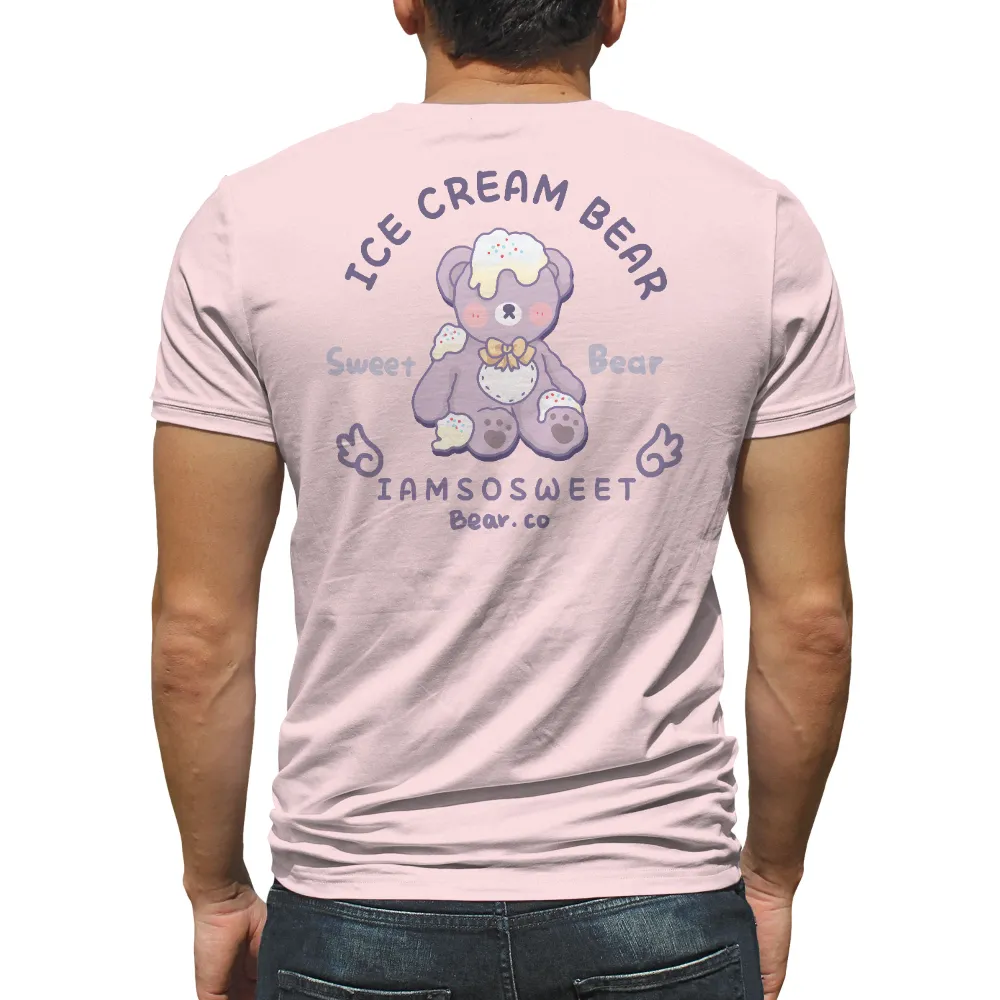 T-Shirts Custom: Whimsical Ice Cream Teddy Bear Design|cute fathers day shirts