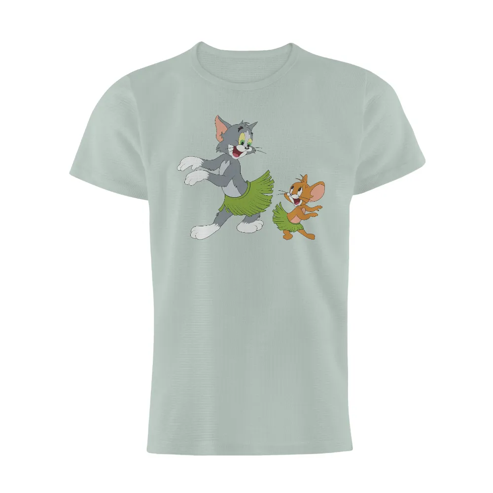 Tee Shirts Printed: Tom and Jerry Dancing in Hawaiian Skirts|cartoon characters t shirts wholesale