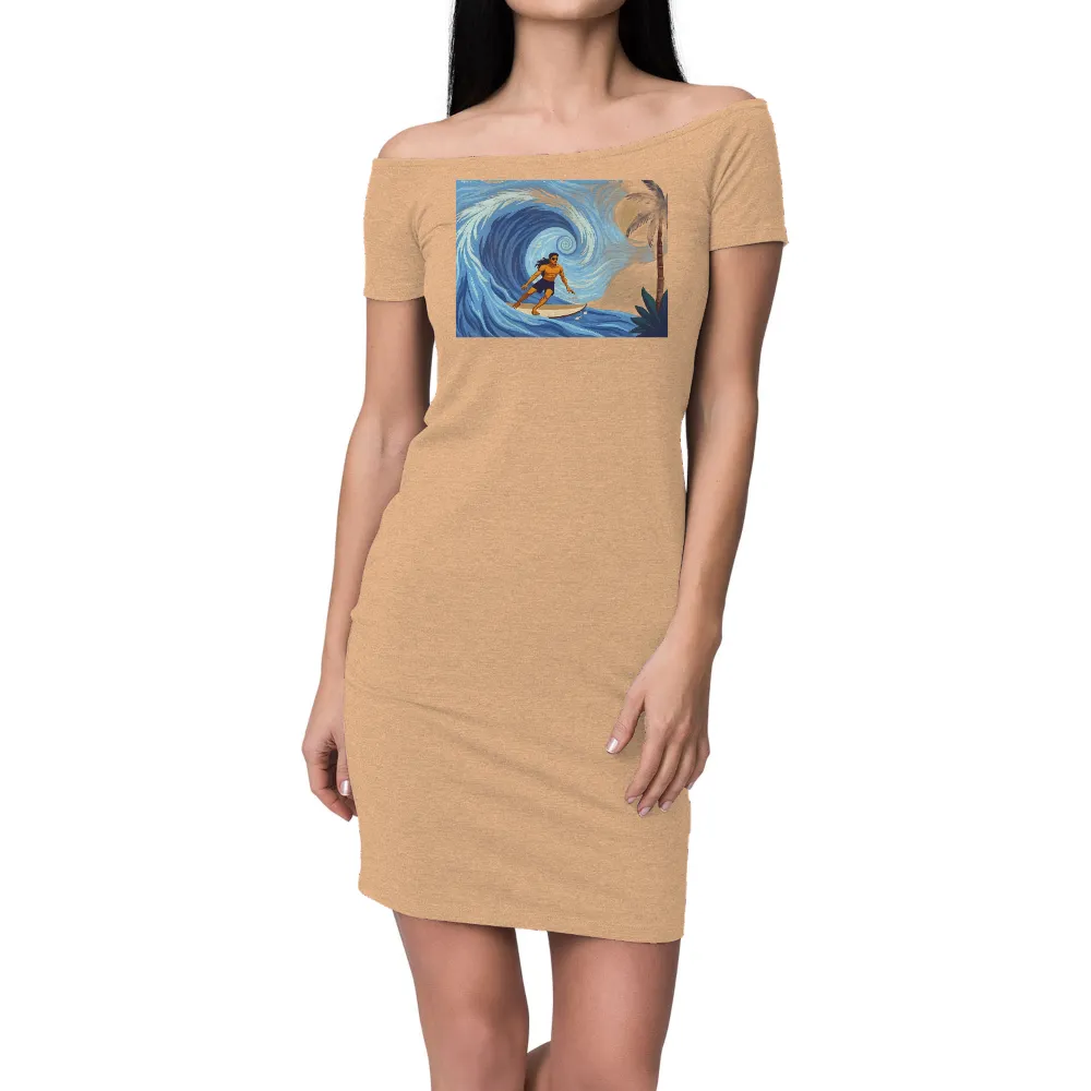 Tee Shirt Printing: Surfer Riding the Wave Under the Moon|Surfer riding a wave