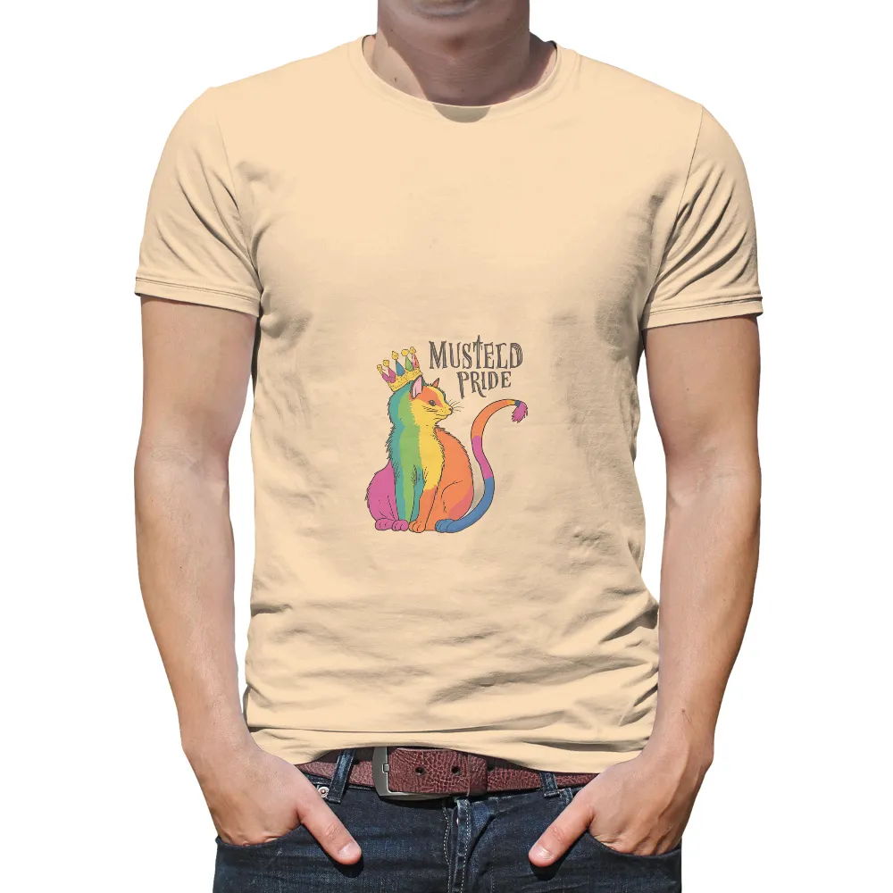 Graphic Tees: Musteld Pride Rainbow Cat - Artistic Designs|rainbow tie dye shirt pattern