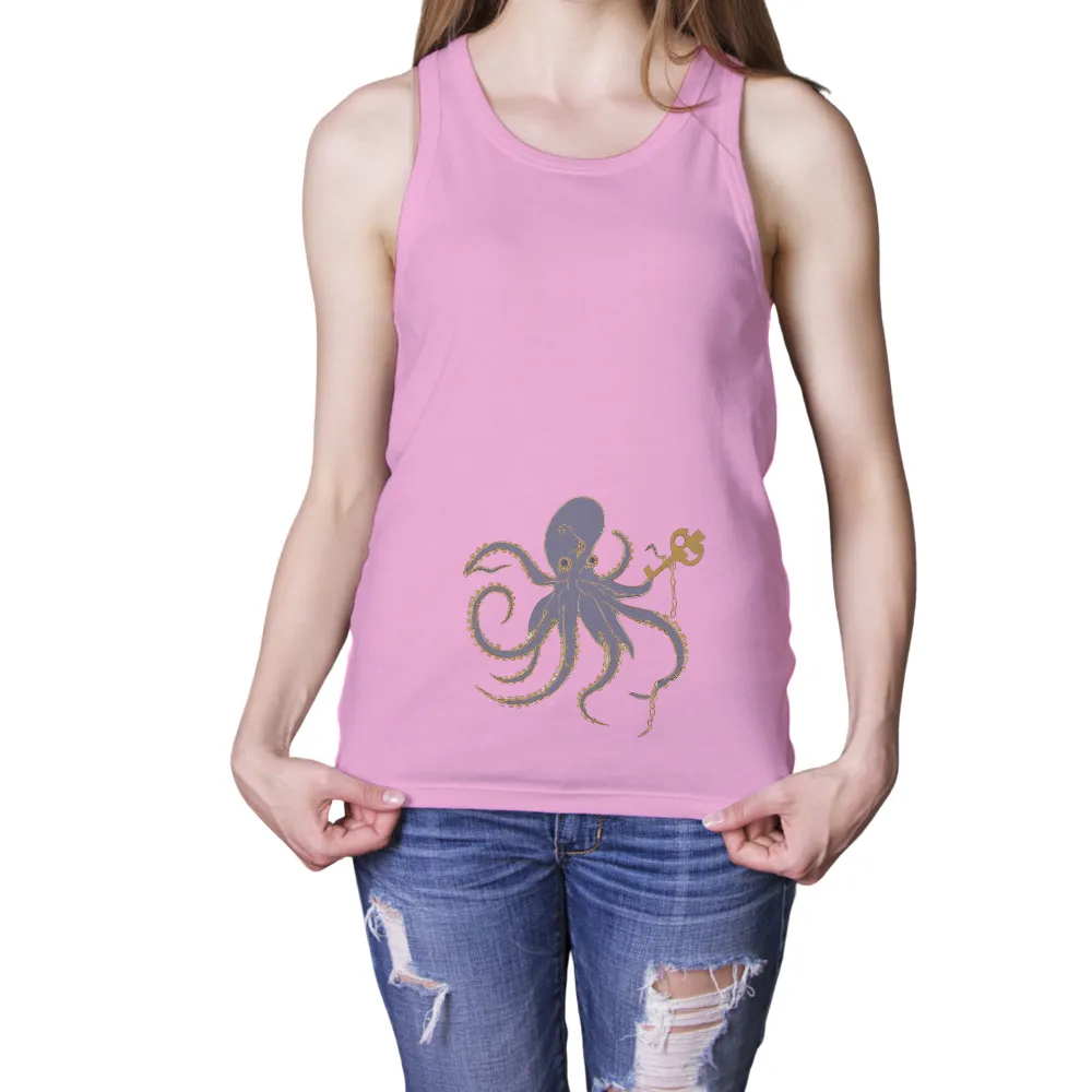 Unlocking Mysteries: Octopus T-Shirt Printing with Key|cartoon character long sleeve shirts