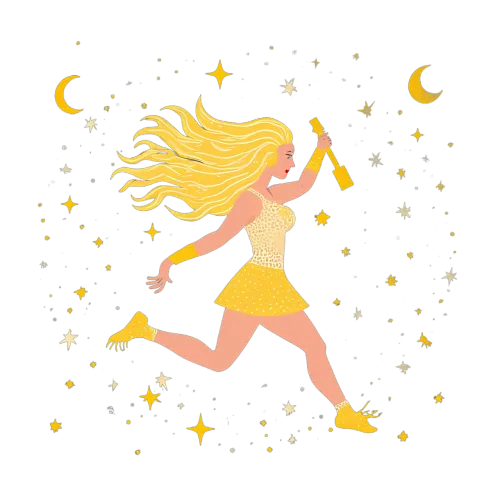 TShirt Printing: Celestial Dreams - Running Girl with Golden Batons