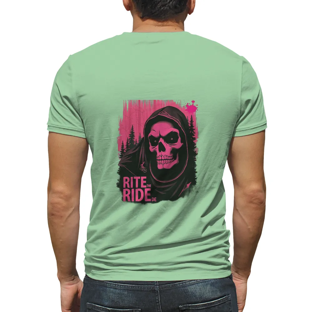 T-Shirts Pattern: Rite the Ride - Skull & Forest Adventure| Rite the Ride text