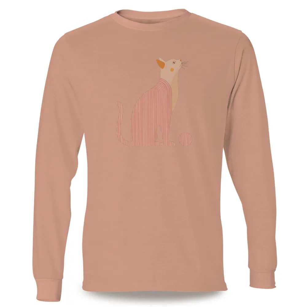 Graphic Tees: Elegant Cat with Pink Stripes - Artistic Design|t shirt roblox cat