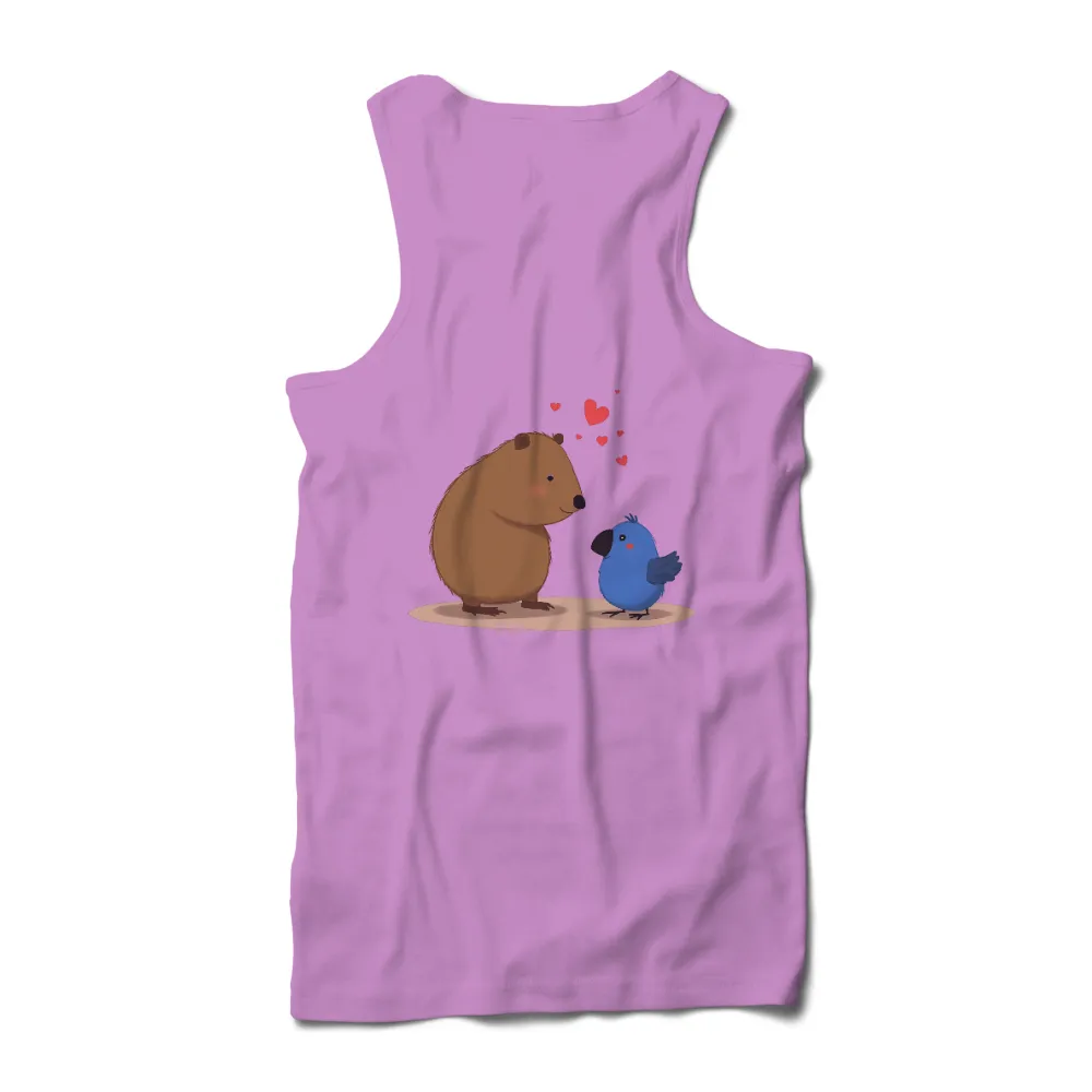 Tee Shirts Printed: Capybara and Blue Bird Friendship|love today t shirt