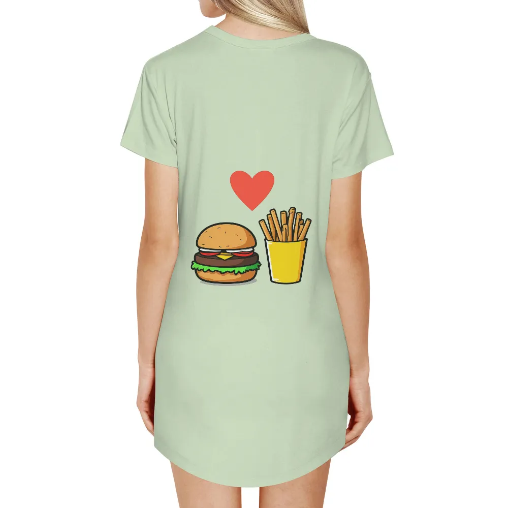 Customized Tee Shirts: Burger Love Fries - Fast Food Romance|love for 3 shirts damar