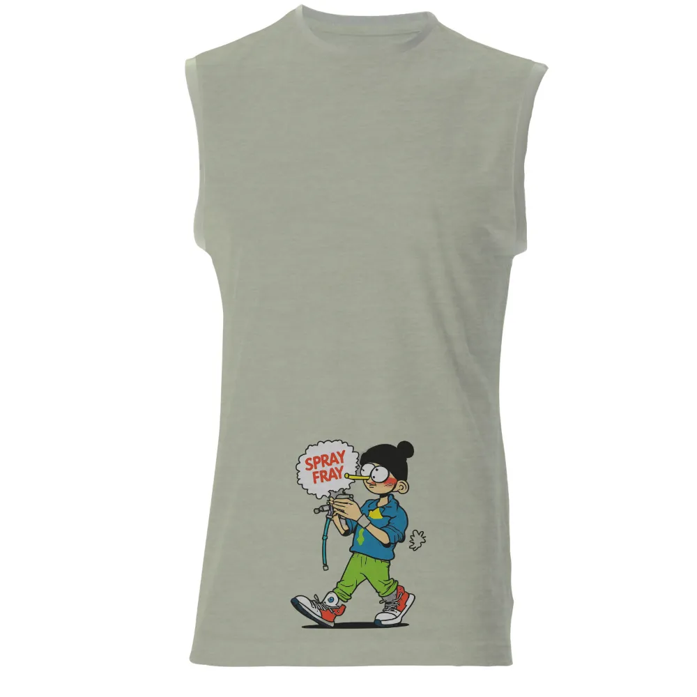 T-Shirts Design: Spray Fray - Quirky Street Art Character| vibrant sneakers