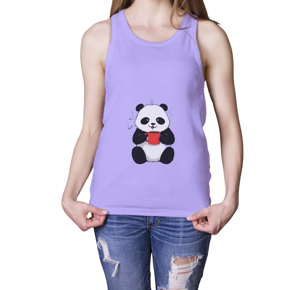 Graphic Tees: Pandy's Morning Coffee - Cute Panda Design|beautiful limited chainsaw art 3d all over printed shirts hh