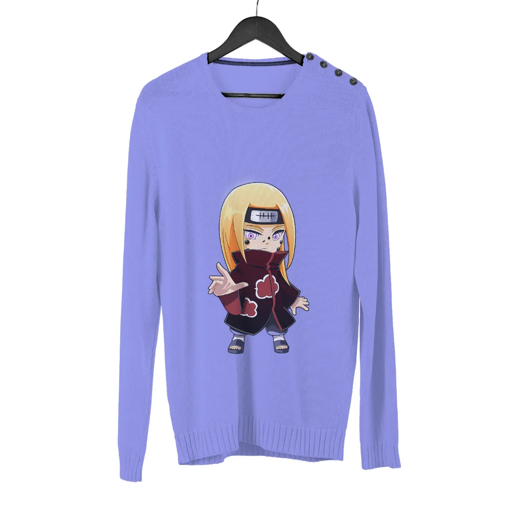 T-Shirts Custom: Anime Girl in Black Cloak with Red Clouds|cartoon character long sleeve shirts