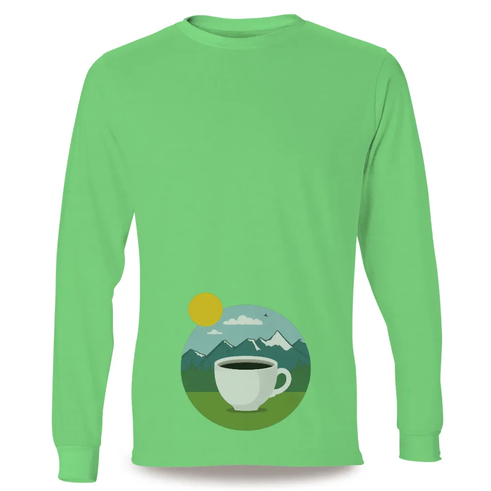 Graphic Tees: Morning Reflections - Coffee Cup & Mountains|bleach dye comfort colors