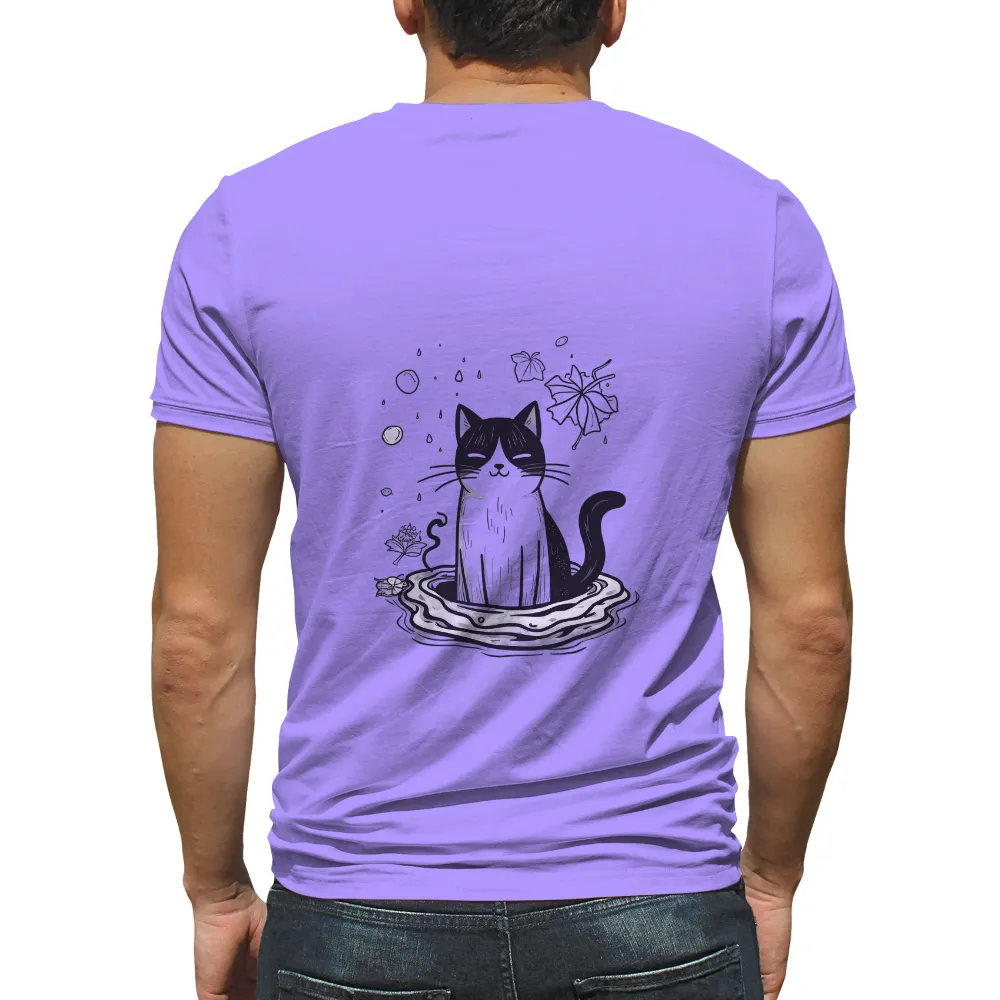 T-Shirts Design: Black Cat Tranquility Under the Moon|get money drink water shirt