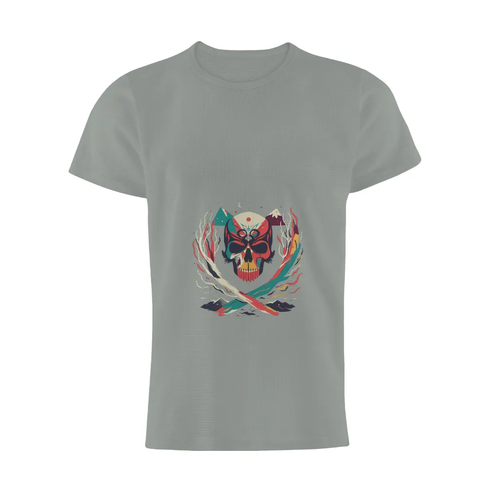 Tee Shirt Printing: Vibrant Skull and Branches - Artistic Designs|skull roblox t shirt