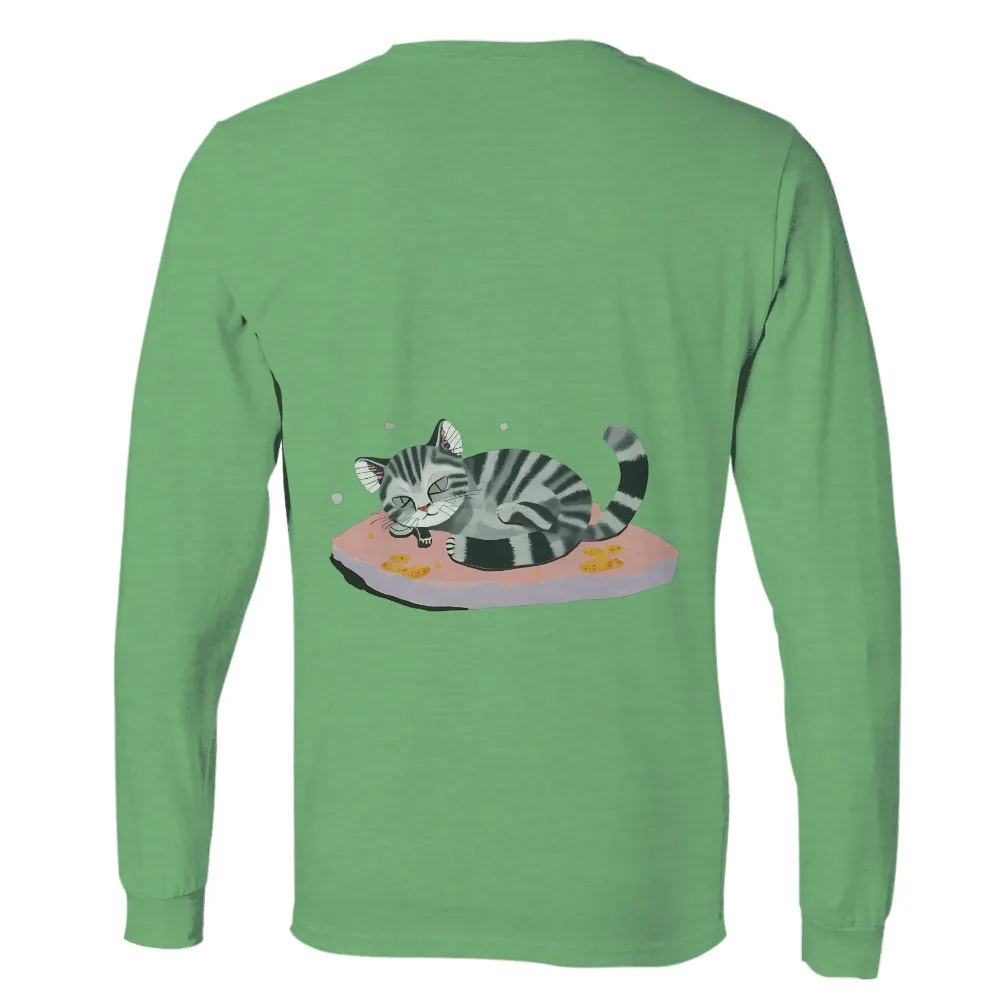 T-Shirt Printing: Whiskers' Dreamy Nap with Fish-Shaped Cookies|junji ito's cat diary sudden attack t shirt