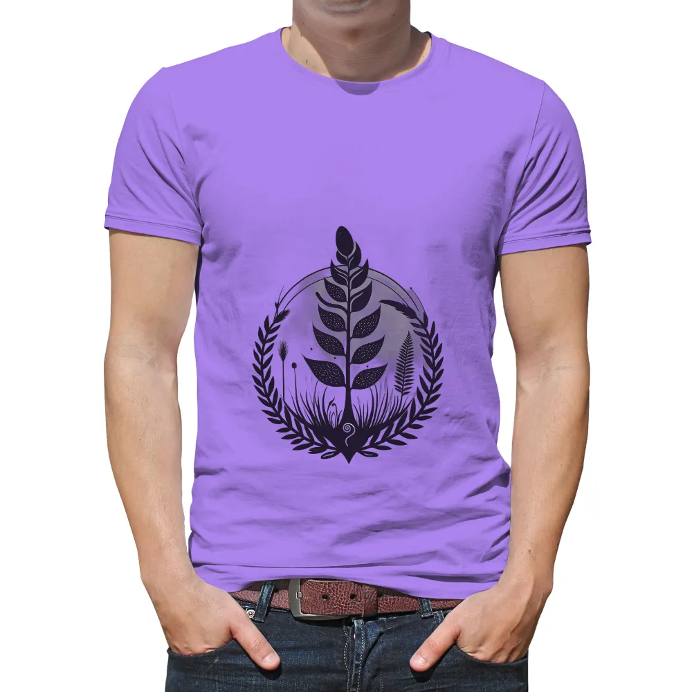 Shirts Graphic Tees | Nature's Resilience: Monochromatic Leaf Design| ferns