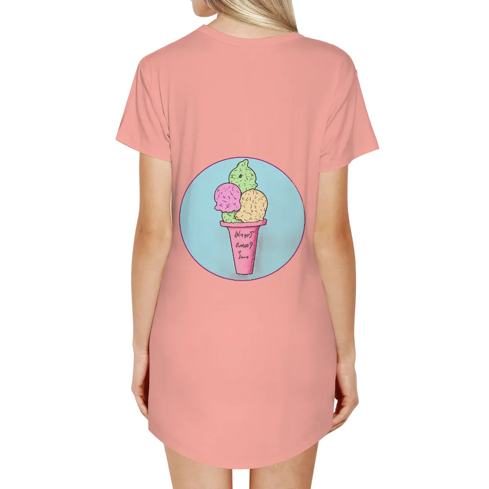 Tee Shirts Printed: Whimsical Ice Cream Cone - Summer Memories|Whimsical ice cream cone