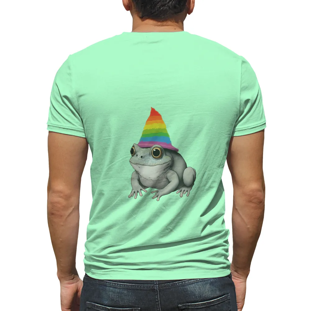 Custom T-Shirt Printing: Freddie the Frog with Rainbow Hat|rainbow tie dye pride shirt