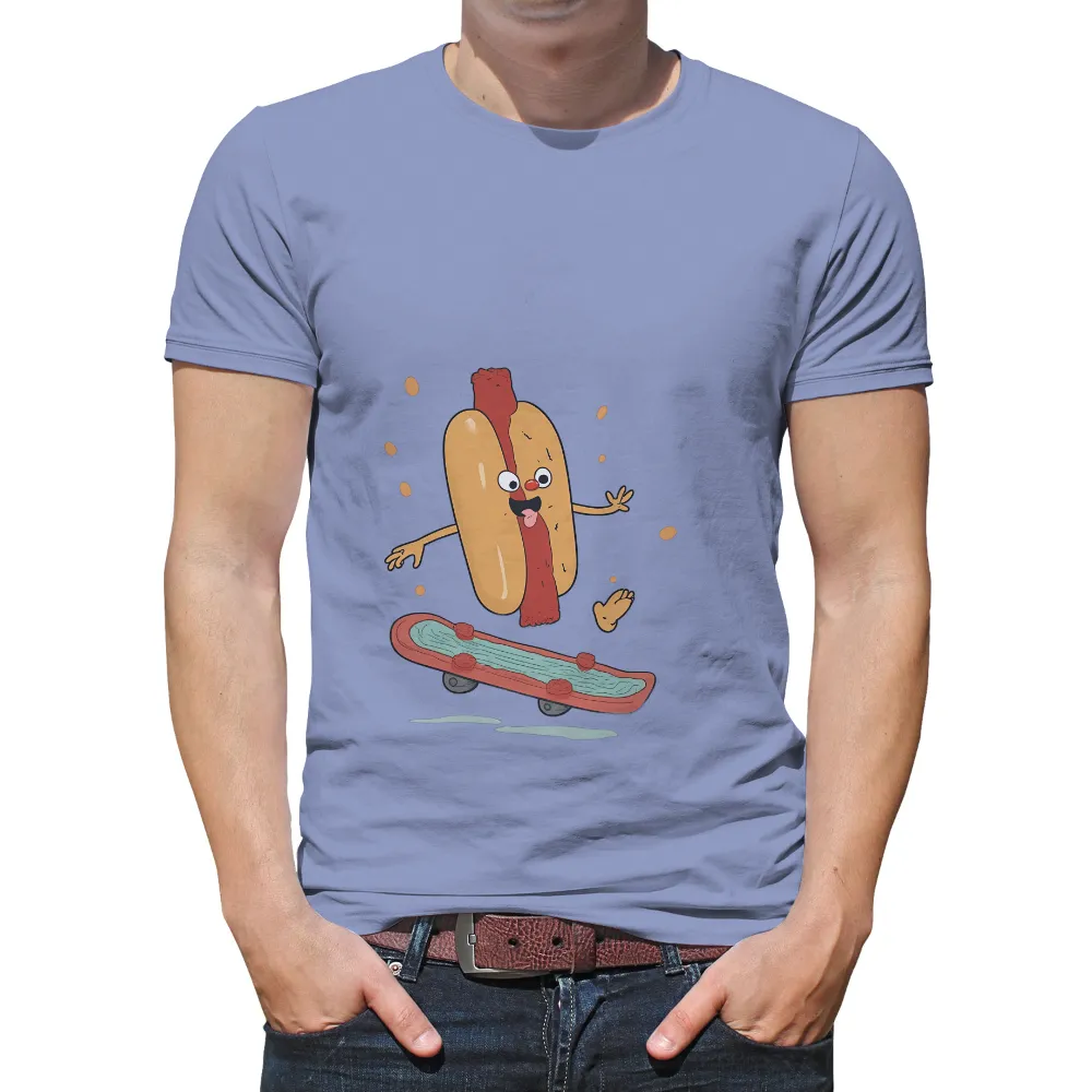 Tee Shirt Printing: Hot Dog Skater - Skateboarding Dreams|Hot dog with arms outstretched