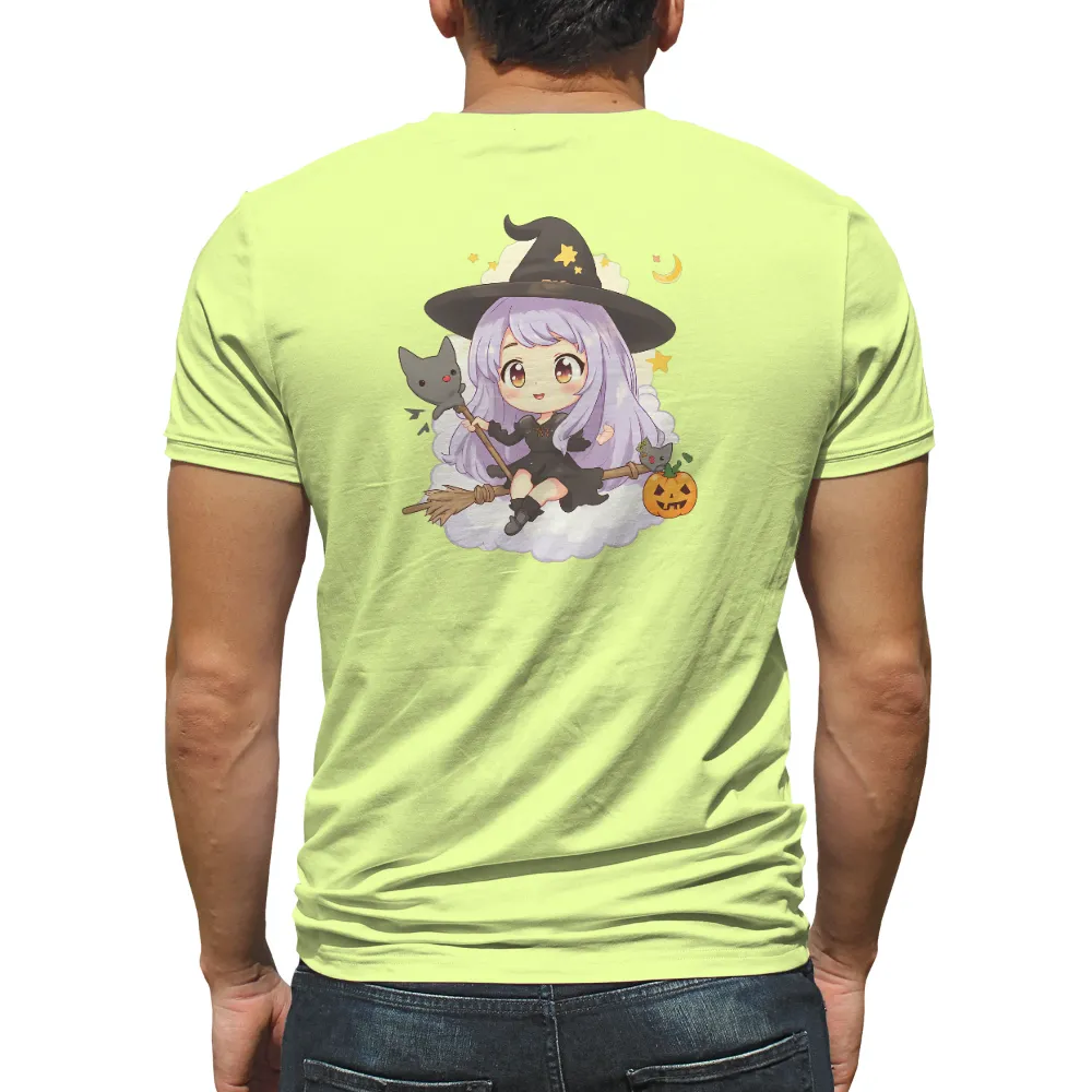 Tee Shirts Printed: Enchanted Witch's Halloween Adventure| night sky with stars