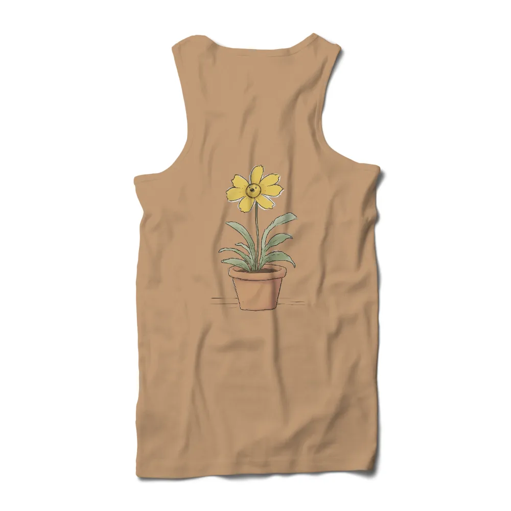 T-Shirts Pattern: Cheerful Yellow Flower in Terracotta Pot|simplicity tee shirt pattern