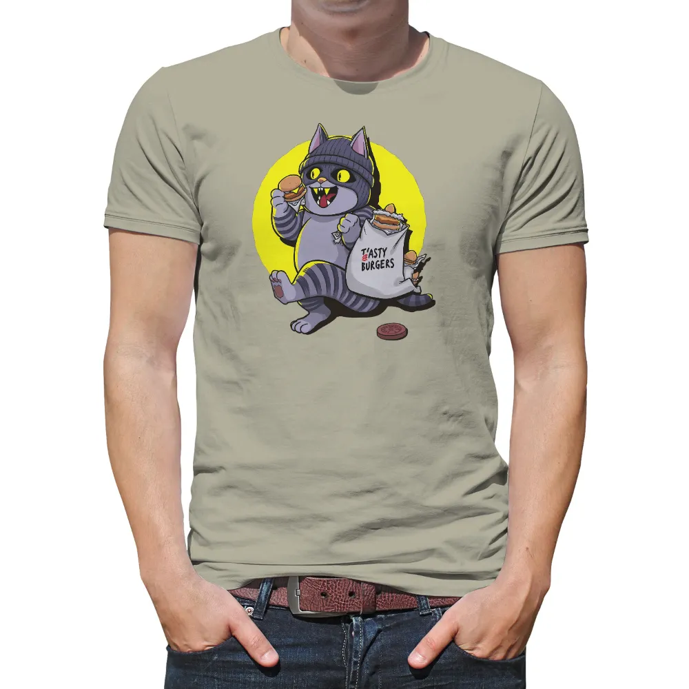 TShirt Printing: Mischievous Cat Burgers - Funny & Quote T-Shirts| Carefree and adventurous spirit