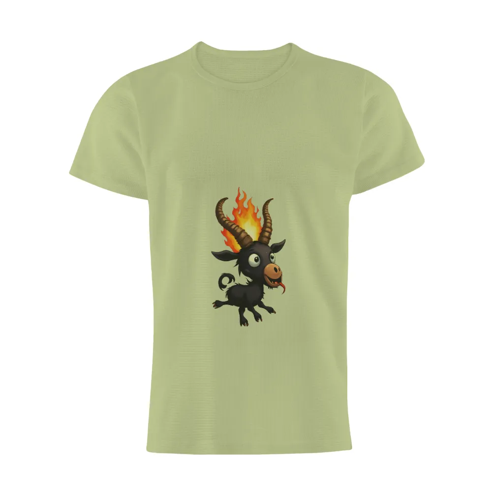 Tee Shirt Printing: Flame-Horned Goat - A Blend of Ancient Myths and Modern Pop Culture