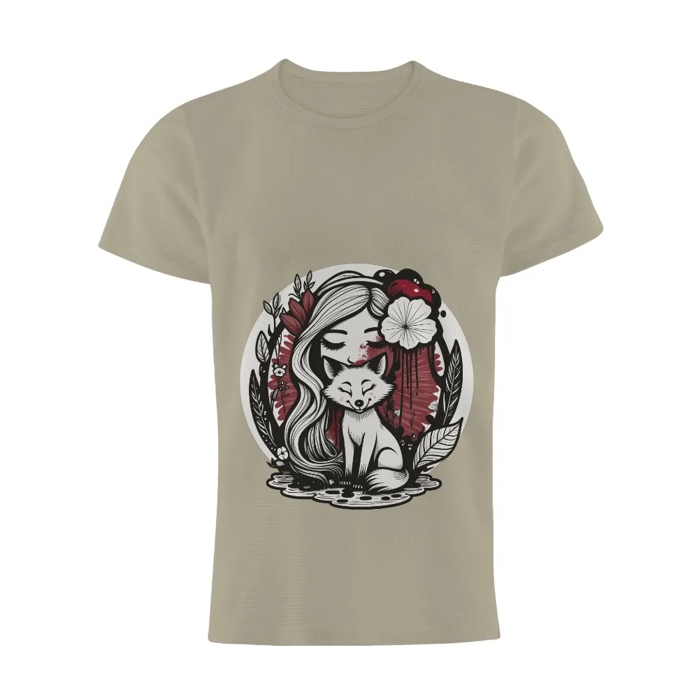 Graphic Tees: Girl and Fox in Harmony - Artistic Designs|aaron judge in a red sox shirt