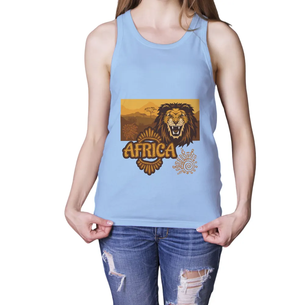 Custom T-Shirt Printing: Roaring Lion of Africa - Artistic Design|lion king fathers day shirt