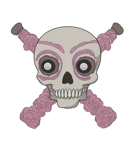 Tee Shirt Printing: Skull with Pink Pigtails Pop Culture Design