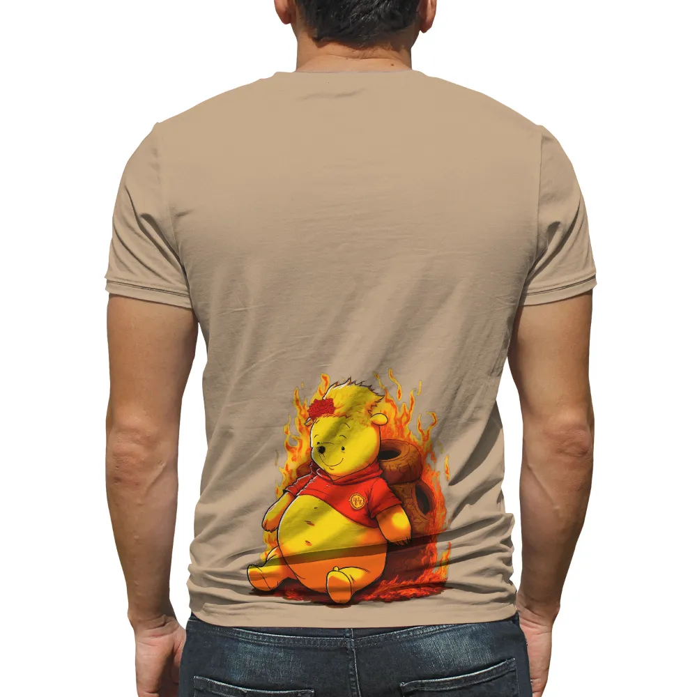 Tee Shirts Printed: Resilient Nostalgia - Beloved Character in Flames| Bold lines