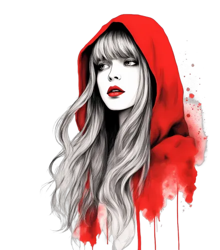 Custom Tee Shirts: The Enigmatic Red Hooded Figure - Artistic Design