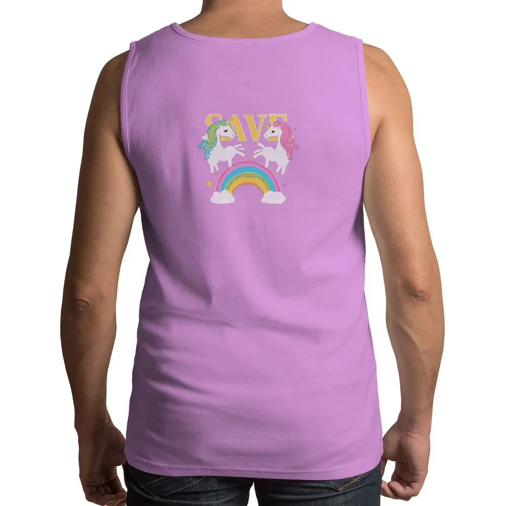 Customized Tee Shirts: Save the Magic with Unicorns and Rainbows|womens shirt with rainbow