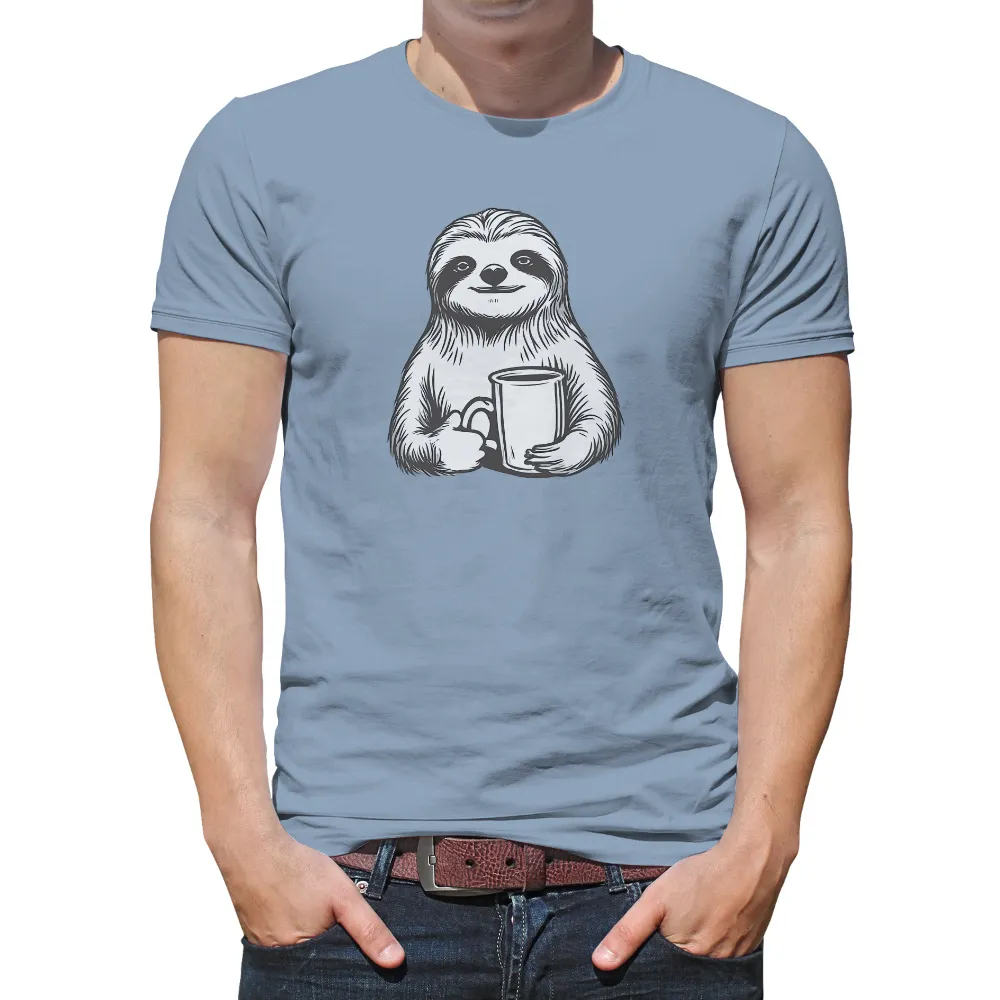 T-Shirts Design: Sloth with Coffee - Enjoying Simple Pleasures|saturday morning pancakes free shirt