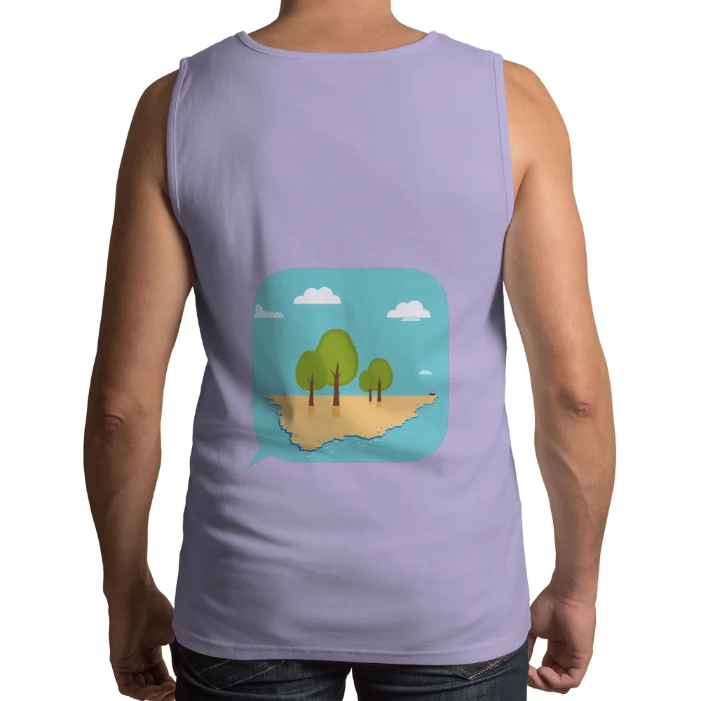 TShirt Design: Serene Island - Escape to Nature| Fluffy white clouds