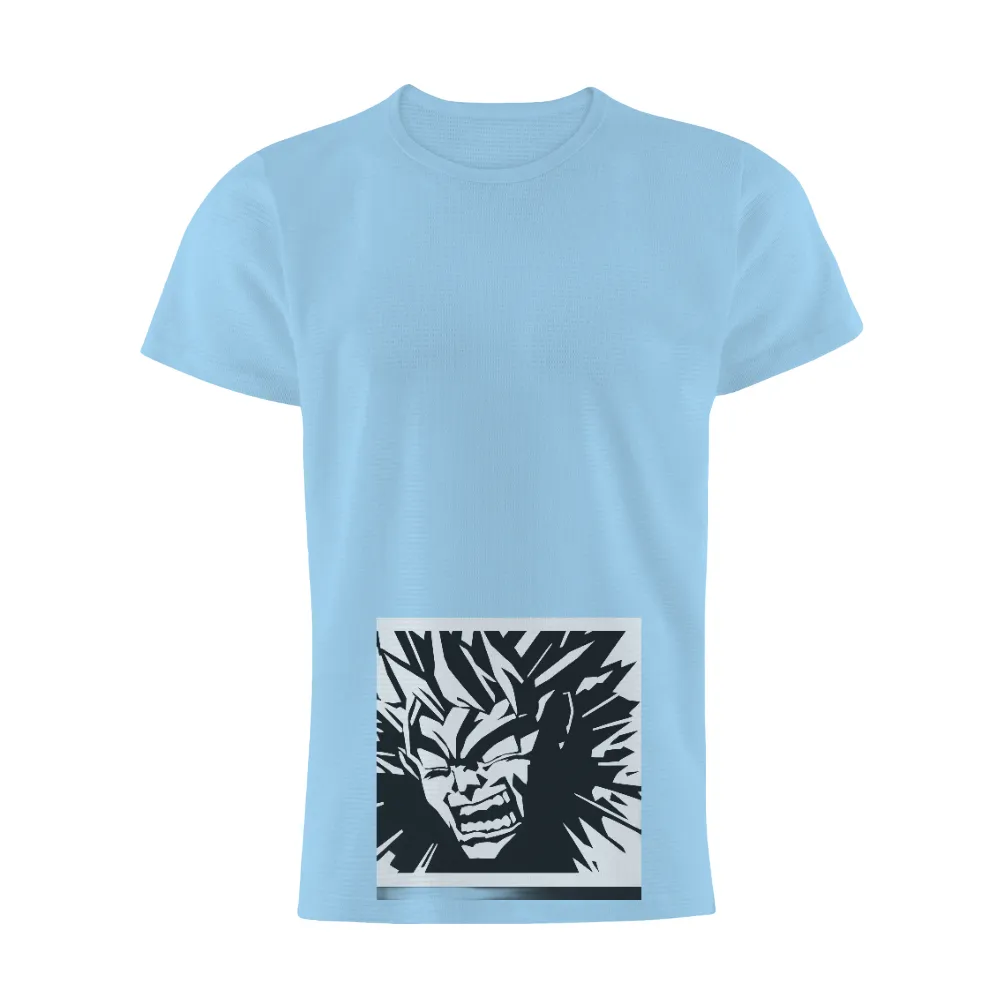 Customized Tee Shirts: Fierce Legendary Warrior Anime Design|Explosive energy in the design