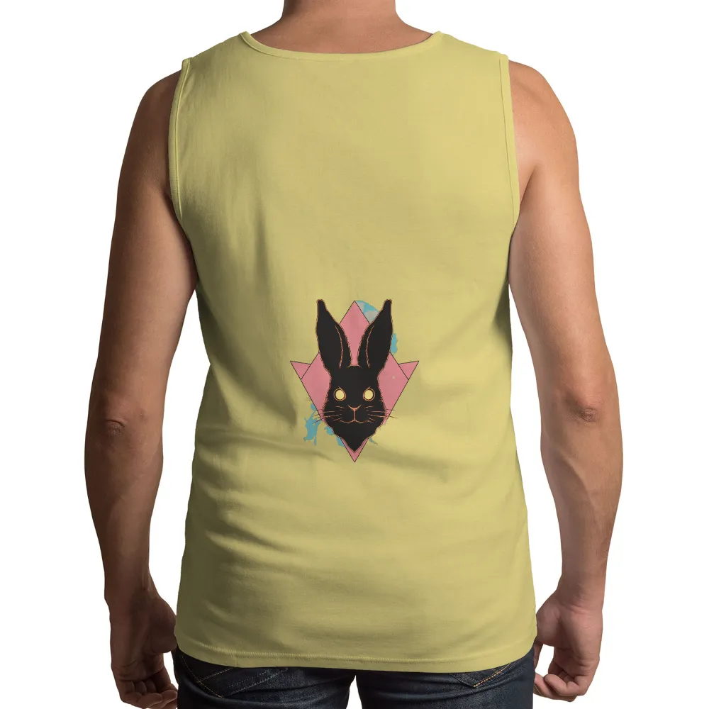 T-Shirts Custom: Black Rabbit Guardian | Artistic Designs| glowing yellow eyes