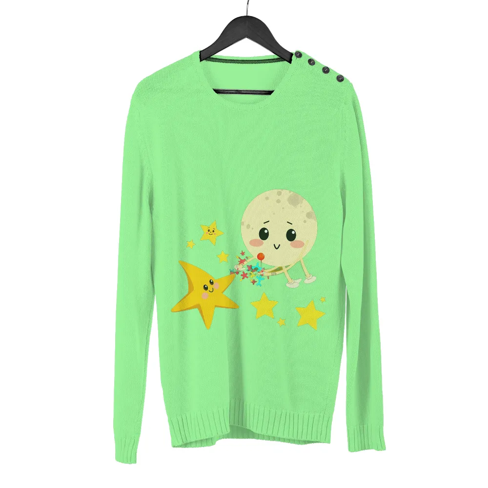 T-Shirts Pattern: Moon and Star Friendship with Magical Lollipop|punk rock all star t shirt