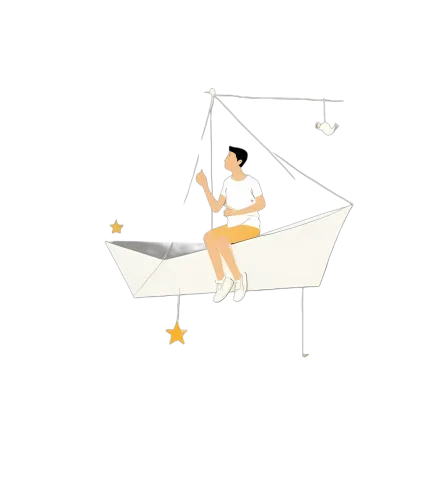 TShirt Design: Catching Stars on a Paper Boat