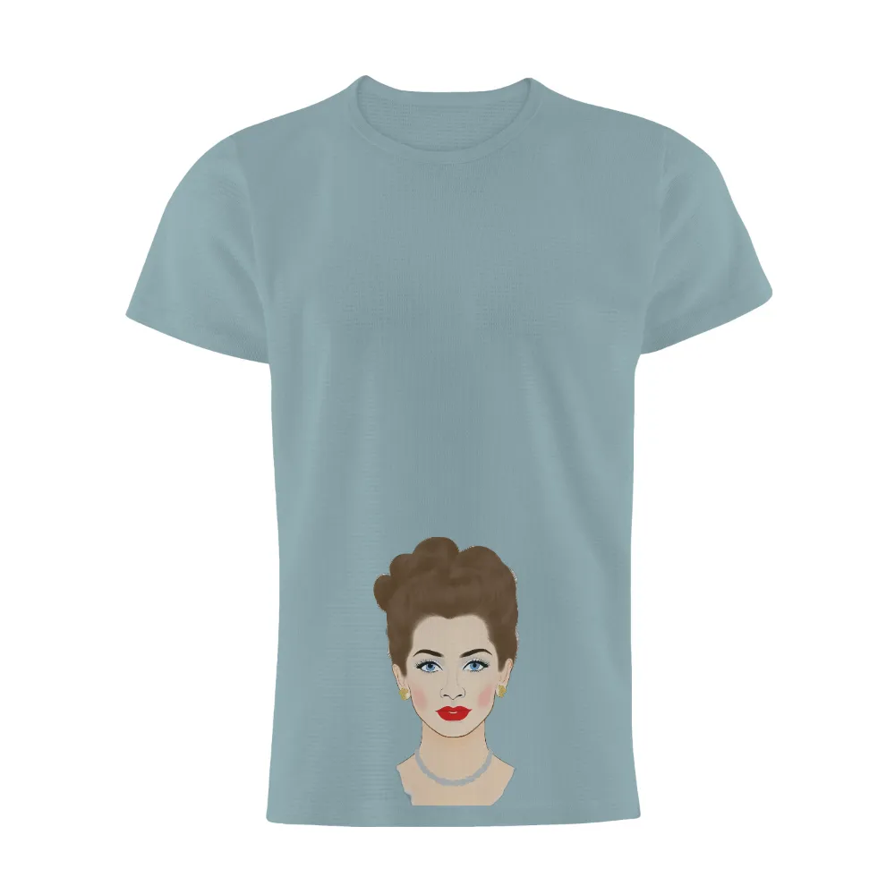 Custom Tee Shirts: Vintage Elegance - Updo Hairstyle, Blue Eyes, Red Lips|retro valentine shirt