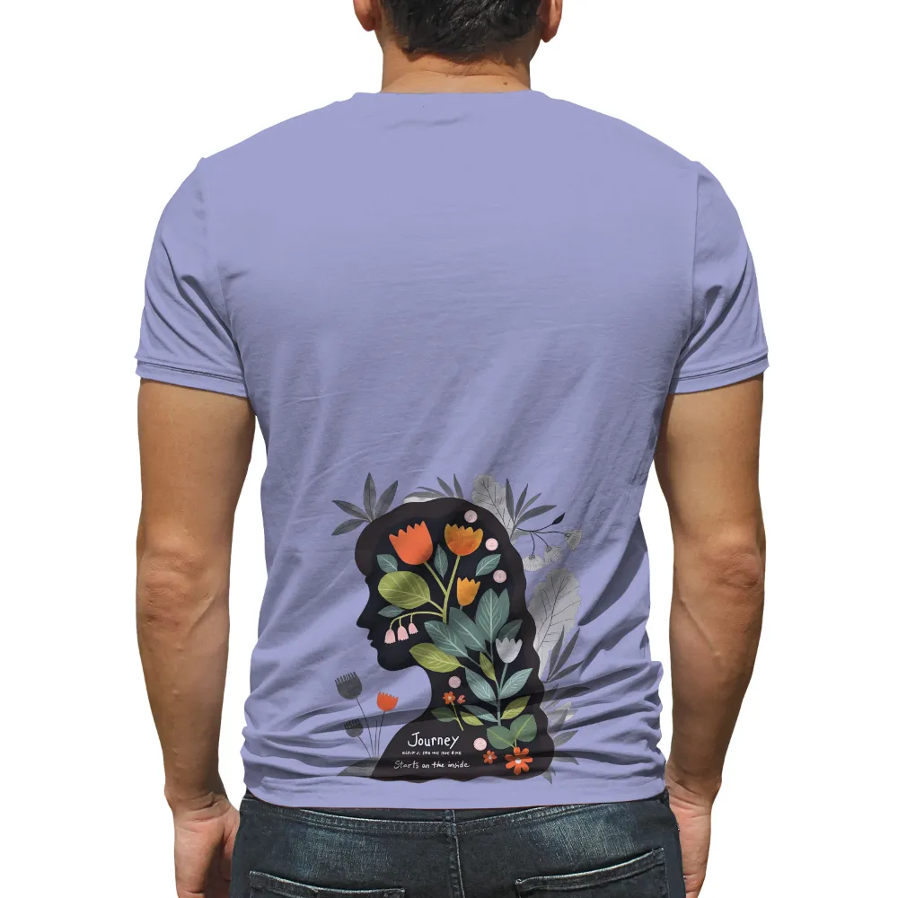 Custom T-Shirt Printing: Journey Starts on the Inside - Floral Silhouette Design|acnh silk floral print shirt