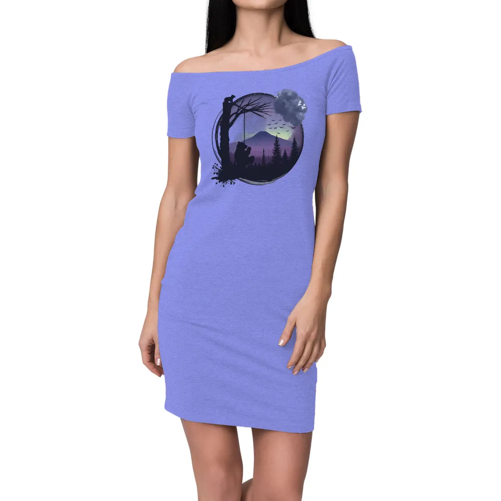 Custom Tee Shirts: Bear Gazing at the Northern Lights|Bear silhouette