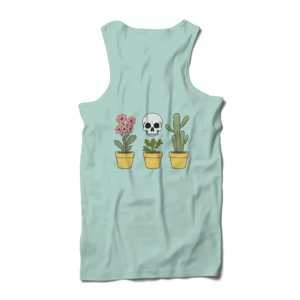 T-Shirts Custom: Life's Contrast - Plants, Skull, and Cactus|pirate skull hawaiian shirt